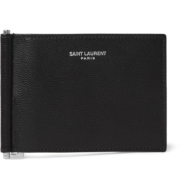 Photo: SAINT LAURENT - Pebble-Grain Leather Billfold Wallet with Money Clip - Black