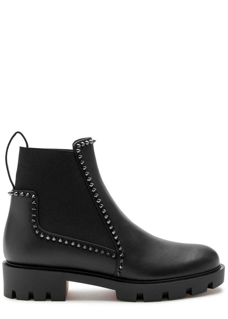 Christian Louboutin Out Lina Spike Leather Ankle Boots Black