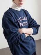 CELINE - Logo-Print Cotton-Jersey Sweatshirt - Blue