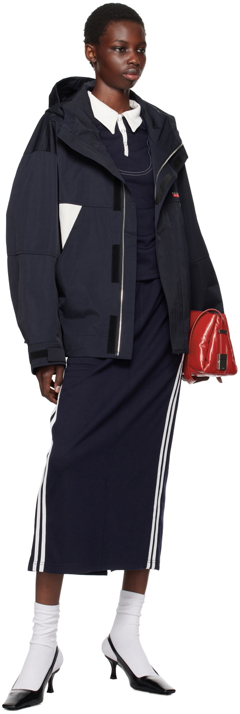 Kijun Navy Embroidered-Logo Jacket