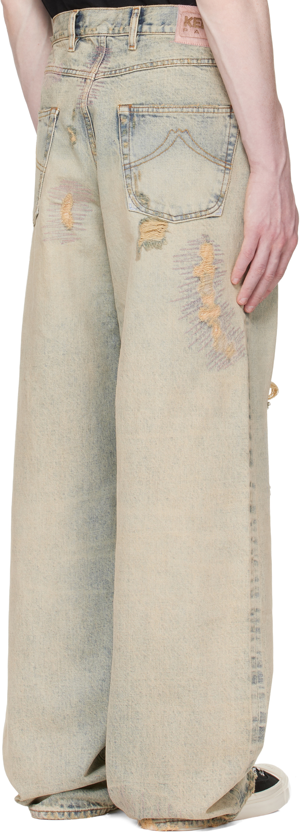 Kenzo Blue Kenzo Paris Turn Up Wide Fit Jeans