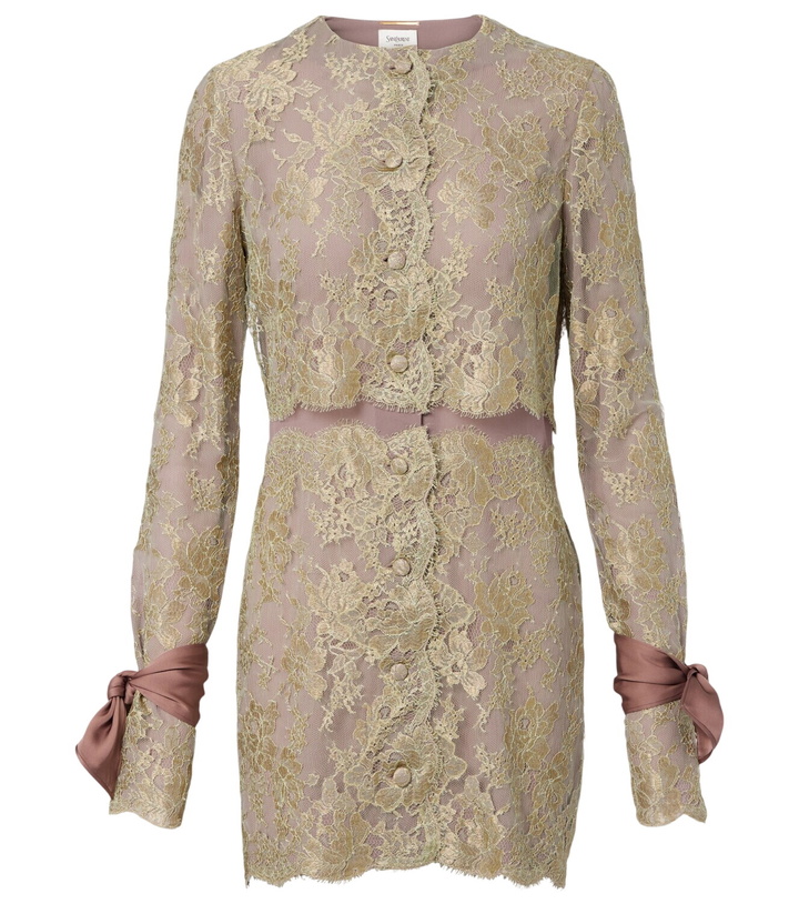 Photo: Saint Laurent Silk-trimmed lace minidress
