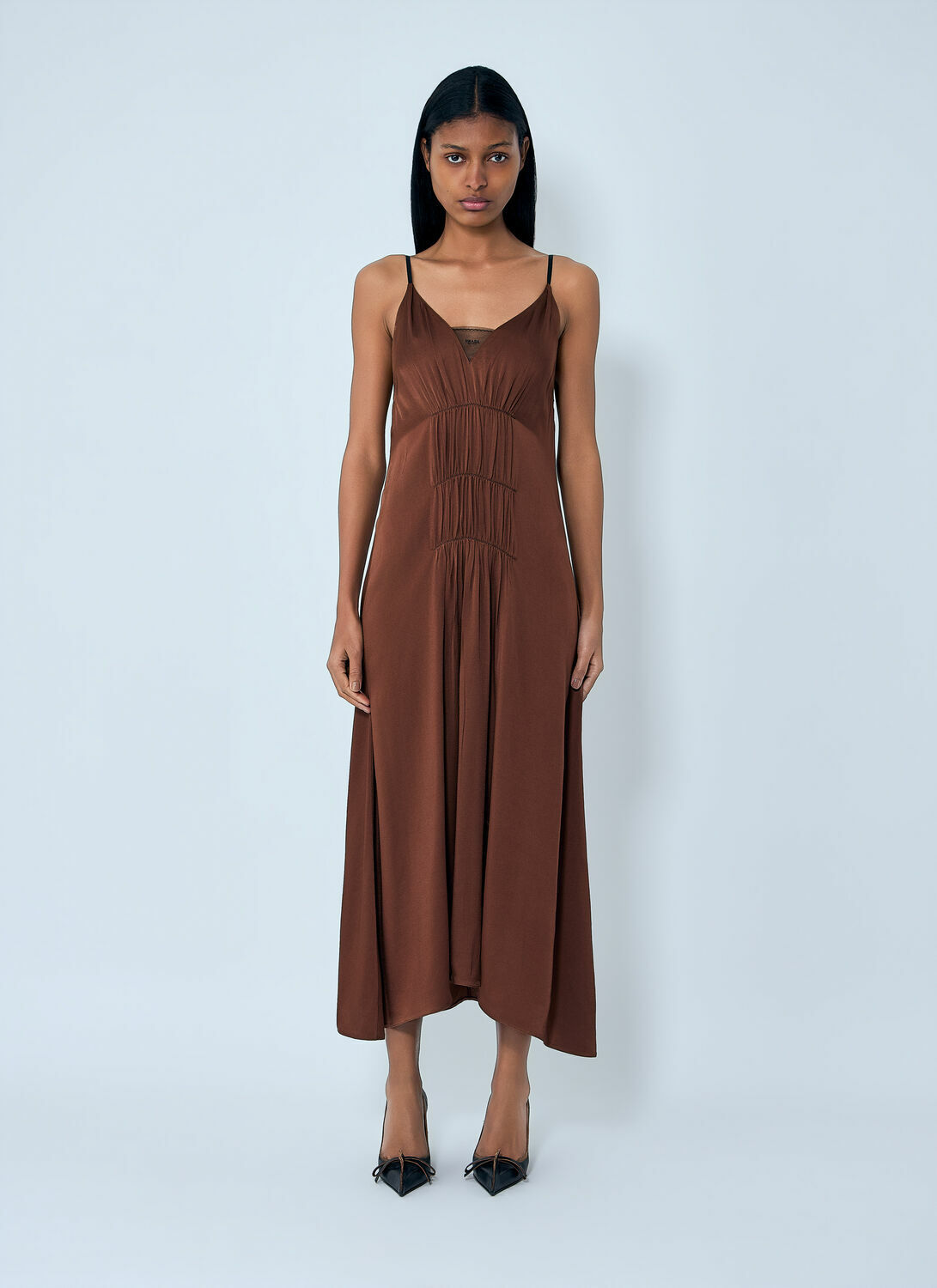 Prada Crepe Satin Midi Dress