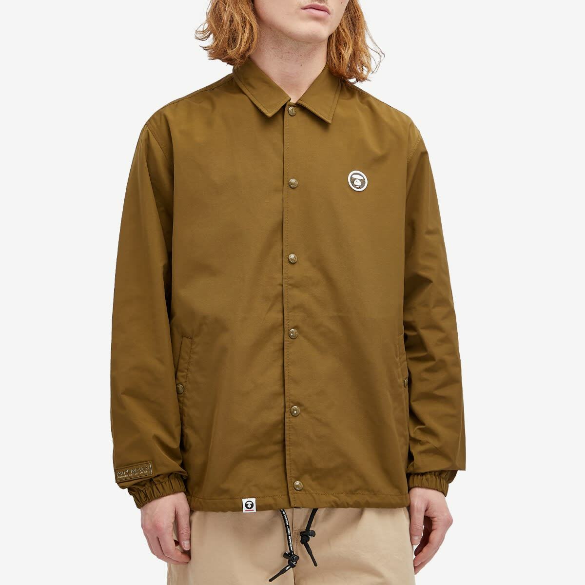 Men's AAPE Now Lightweight Coach Jacket in Green (Brown)