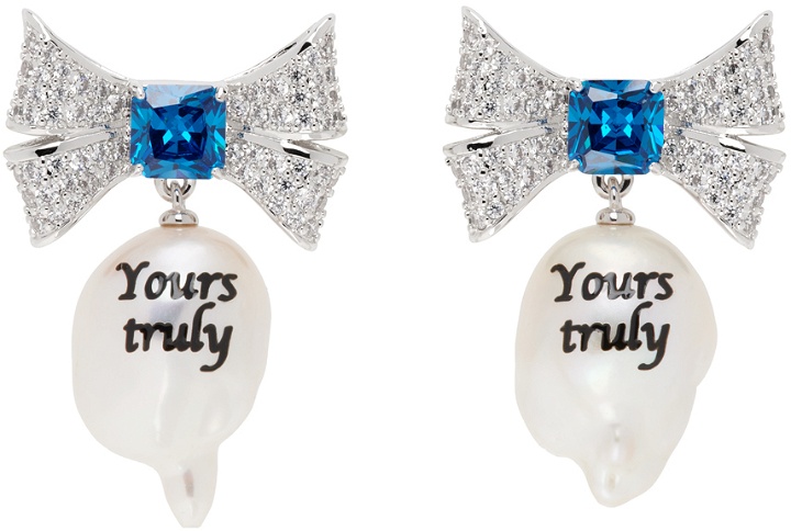 Photo: JIWINAIA Silver & White 'Yours Truly' Pearl Earrings