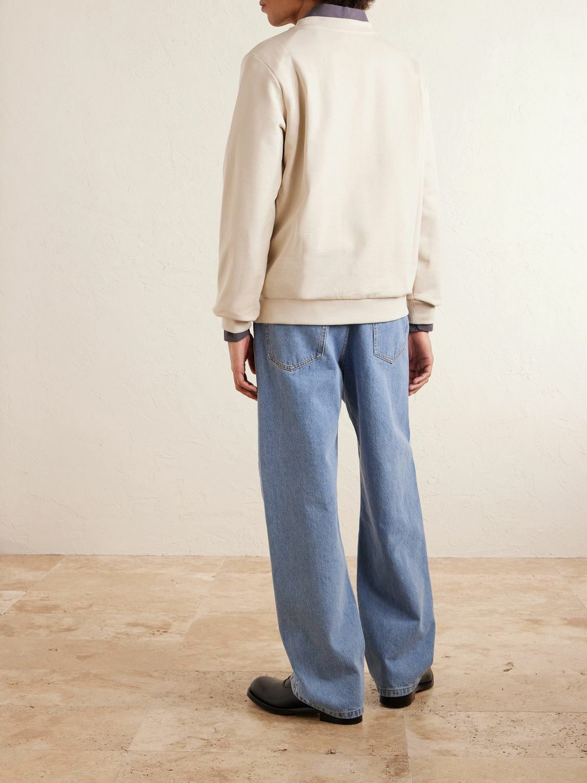A.P.C. - Logo-Embroidered Cotton-Blend Jersey Sweatshirt - Neutrals
