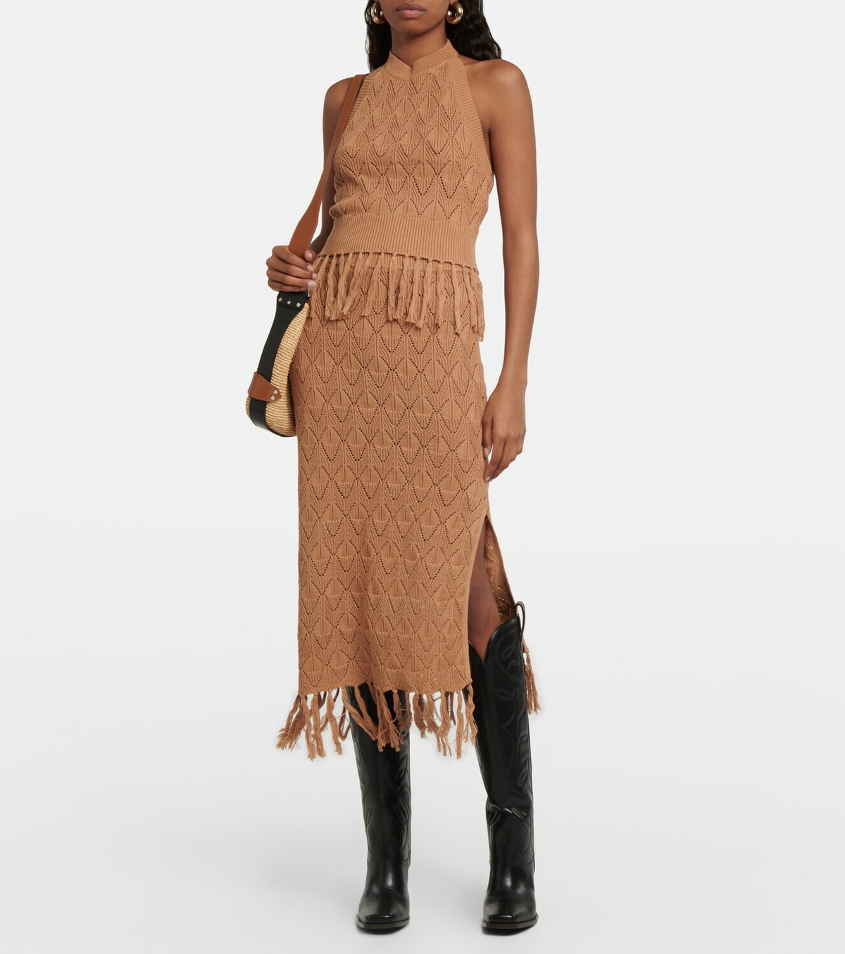 Dodo Bar Or Liz fringe-trimmed cotton midi skirt