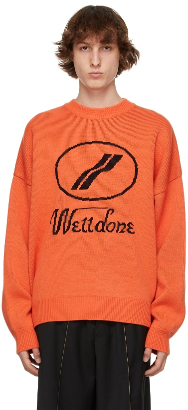 Photo: We11done Orange Jacquard Logo Sweater