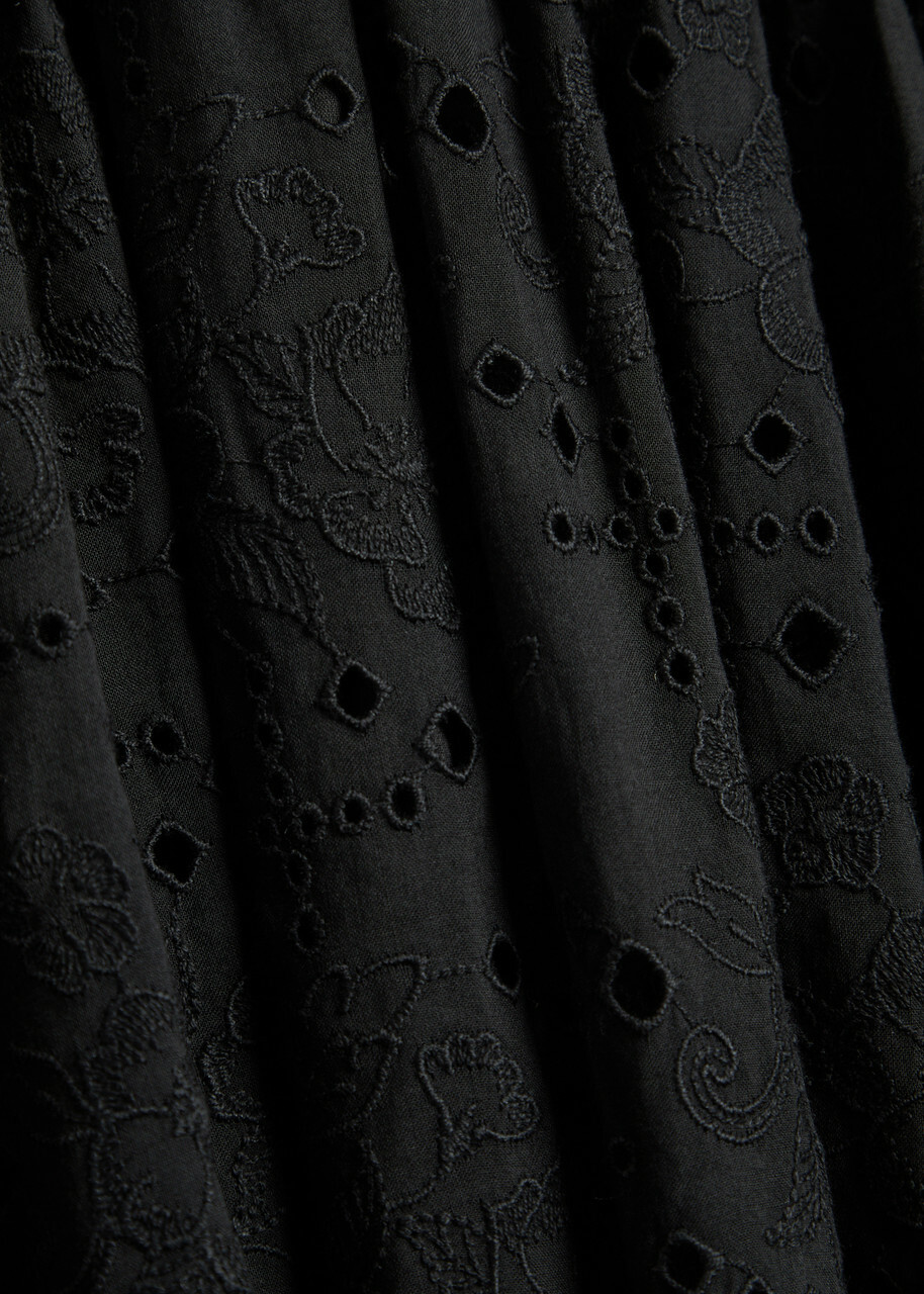 Tory Burch Embroidered Cotton Midi Dress Black