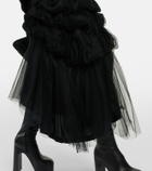 Noir Kei Ninomiya x Comme des Garçons satin tulle tiered pleated midi skirt
