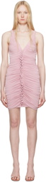 Alexander Wang Pink Sheer Ruched Tank Minidress