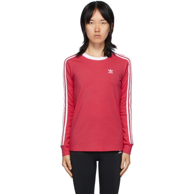 Photo: adidas Originals Pink 3-Stripes Long Sleeve T-Shirt