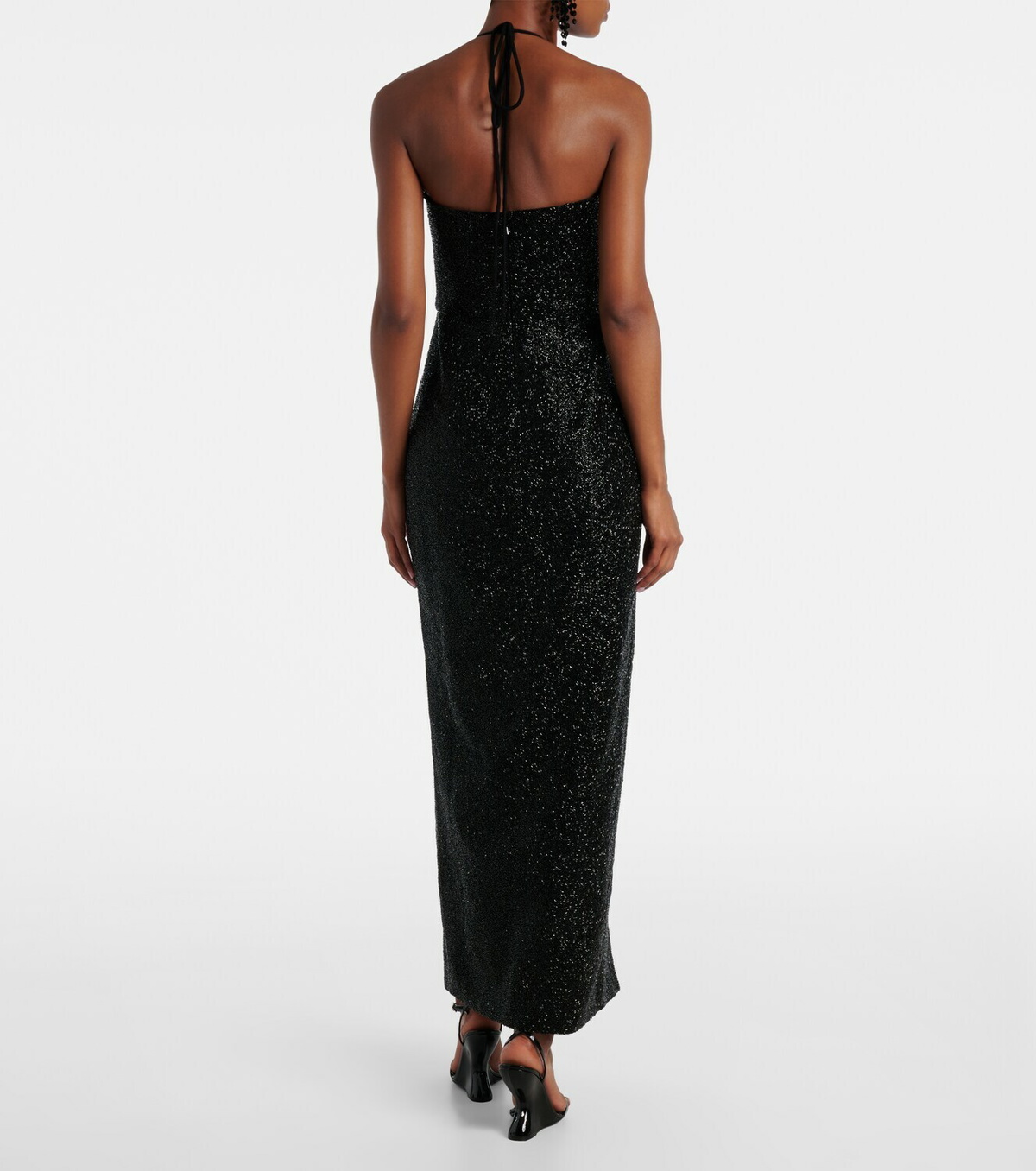 Clio Peppiatt Mariposa embellished halterneck gown