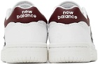 New Balance White & Burgundy BB480 Sneakers