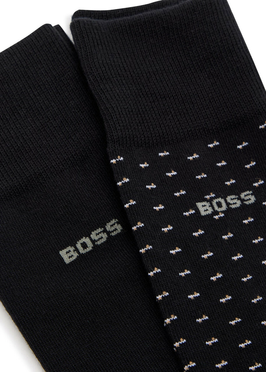 Boss Patterned Cotton-blend Socks set of two Black