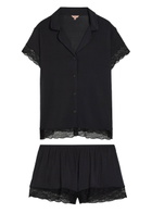 Eberjey Malou Lace-trim Jersey Pyjama set Black