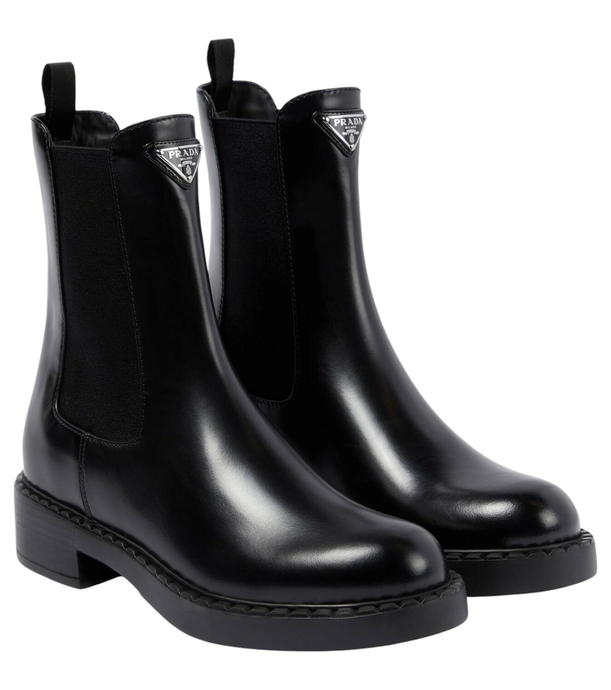Prada Black Patent Oxford Chelsea Boots Prada
