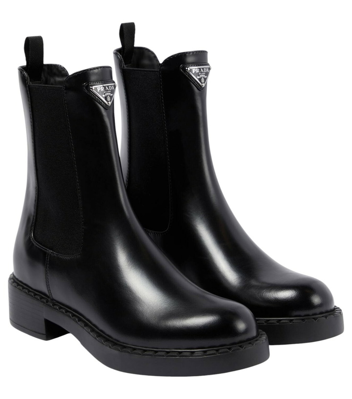 Photo: Prada Logo leather ankle boots