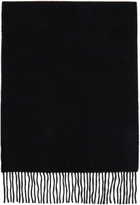 GANNI Black Fringed Wool Scarf