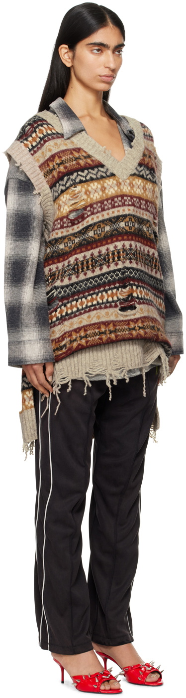 doublet Beige Oversized Fair-Isle Knit Vest