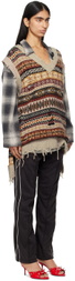 doublet Beige Oversized Fair-Isle Knit Vest