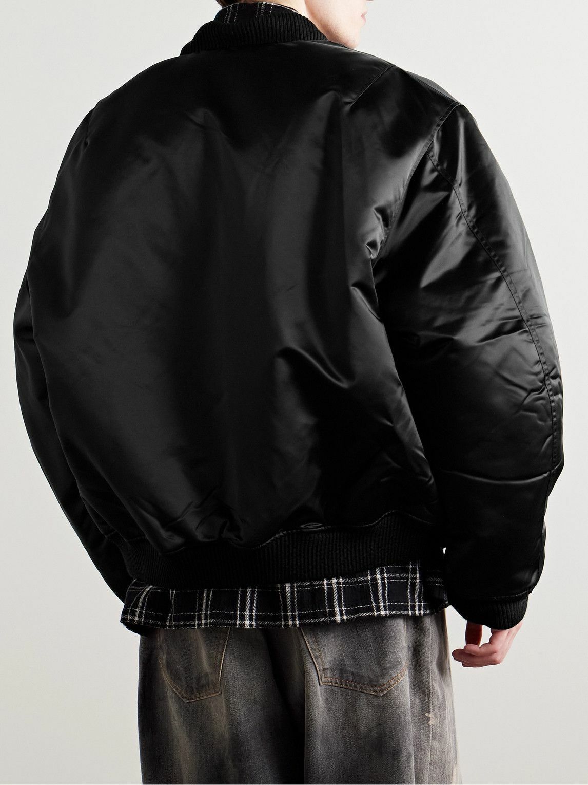 Acne Studios - Oliev Logo-Embroidered Padded Satin Bomber Jacket