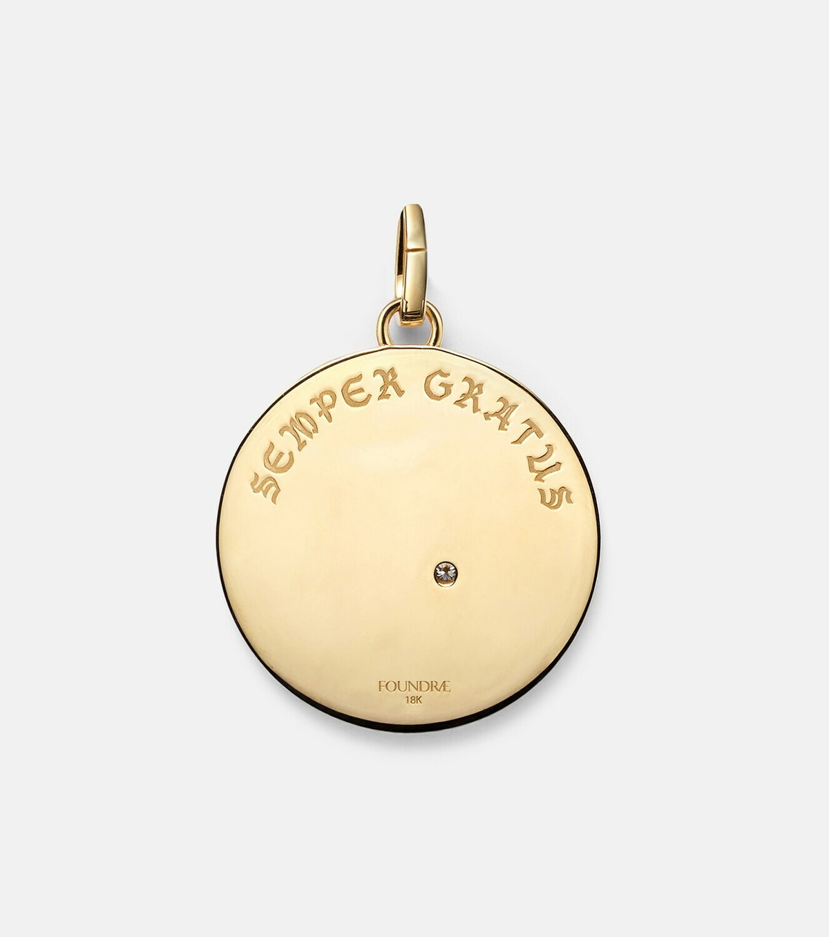 FoundRae Infinite Gratitude Large 18kt gold pendant with diamond