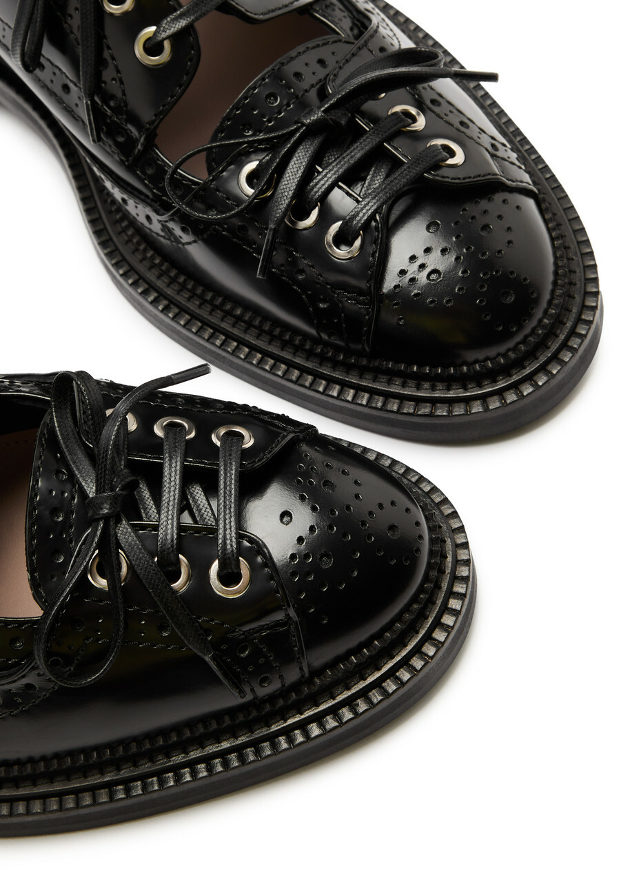 Simone Rocha Lace-up Glossed Leather Brogues Black