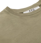 A.P.C. - Carhartt WIP Logo-Appliquéd Mélange Cotton-Jersey T-Shirt - Green