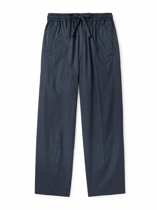 Photo: UMIT BENAN - Julian Straight-Leg Cotton and Silk-Blend Poplin Drawstring Trousers - Blue