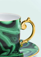 L'Objet Set Of Two Malachite Espresso Cups And Saucers