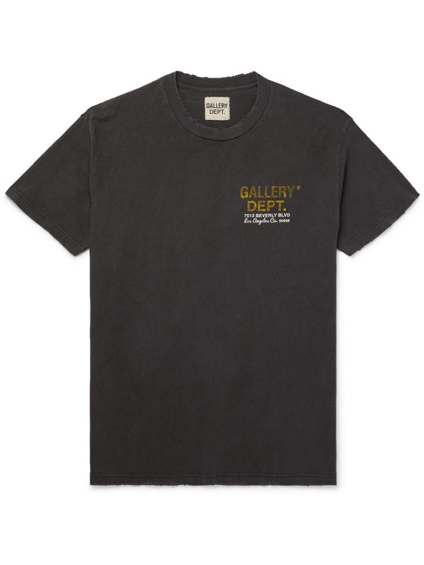 Photo: GALLERY DEPT. - Distressed Logo-Print Cotton-Jersey T-Shirt - Black