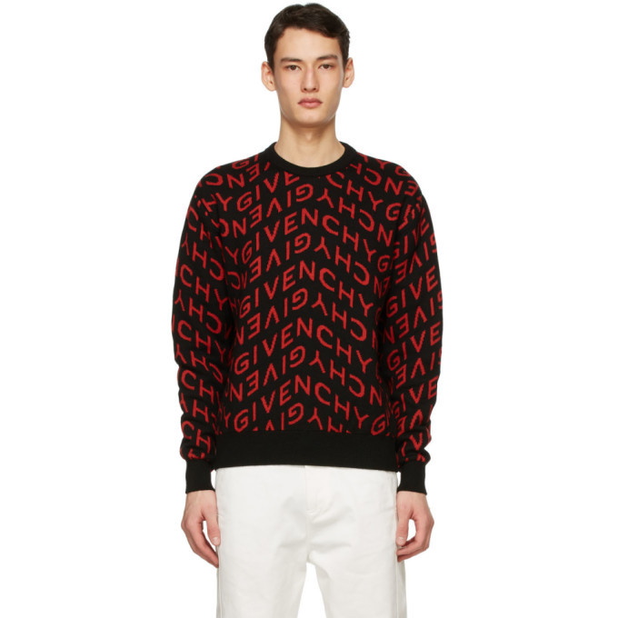 Givenchy Black and Red Refracted Sweater