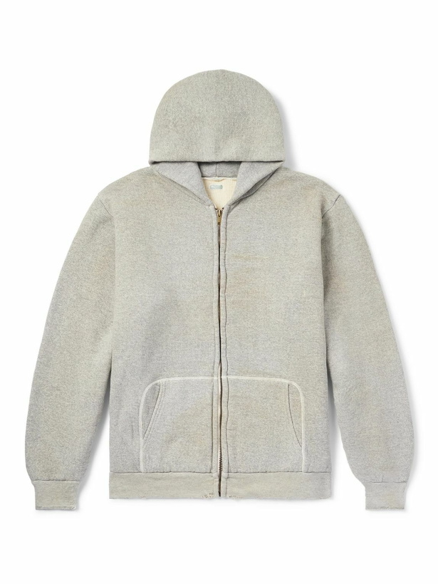 Photo: A.PRESSE - Cotton-Fleece Zip-Up Hoodie - Gray