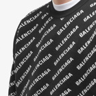 Balenciaga Men's All Over Logo Crew Knit in Black/White