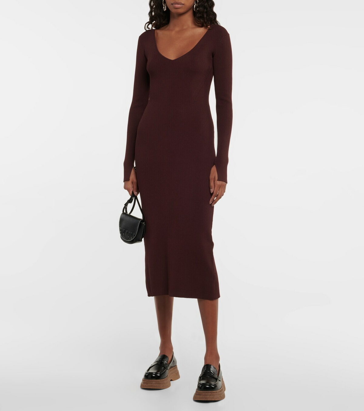 Ganni - Ribbed-knit midi dress GANNI