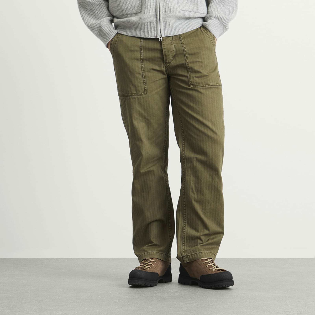 Dubbleware Men's Herringbone Fatigue Pants in Olive