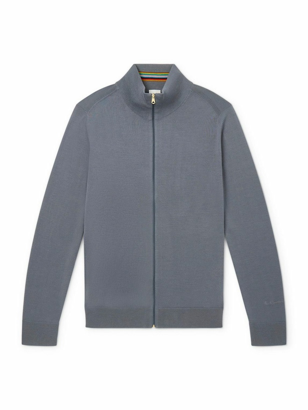 Photo: Paul Smith - Merino Wool Zip-Up Cardigan - Gray
