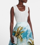 Oscar de la Renta Pointelle cotton and silk tank top