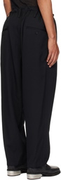 Y's For Men Black Wool Gabardine Wide String Trousers