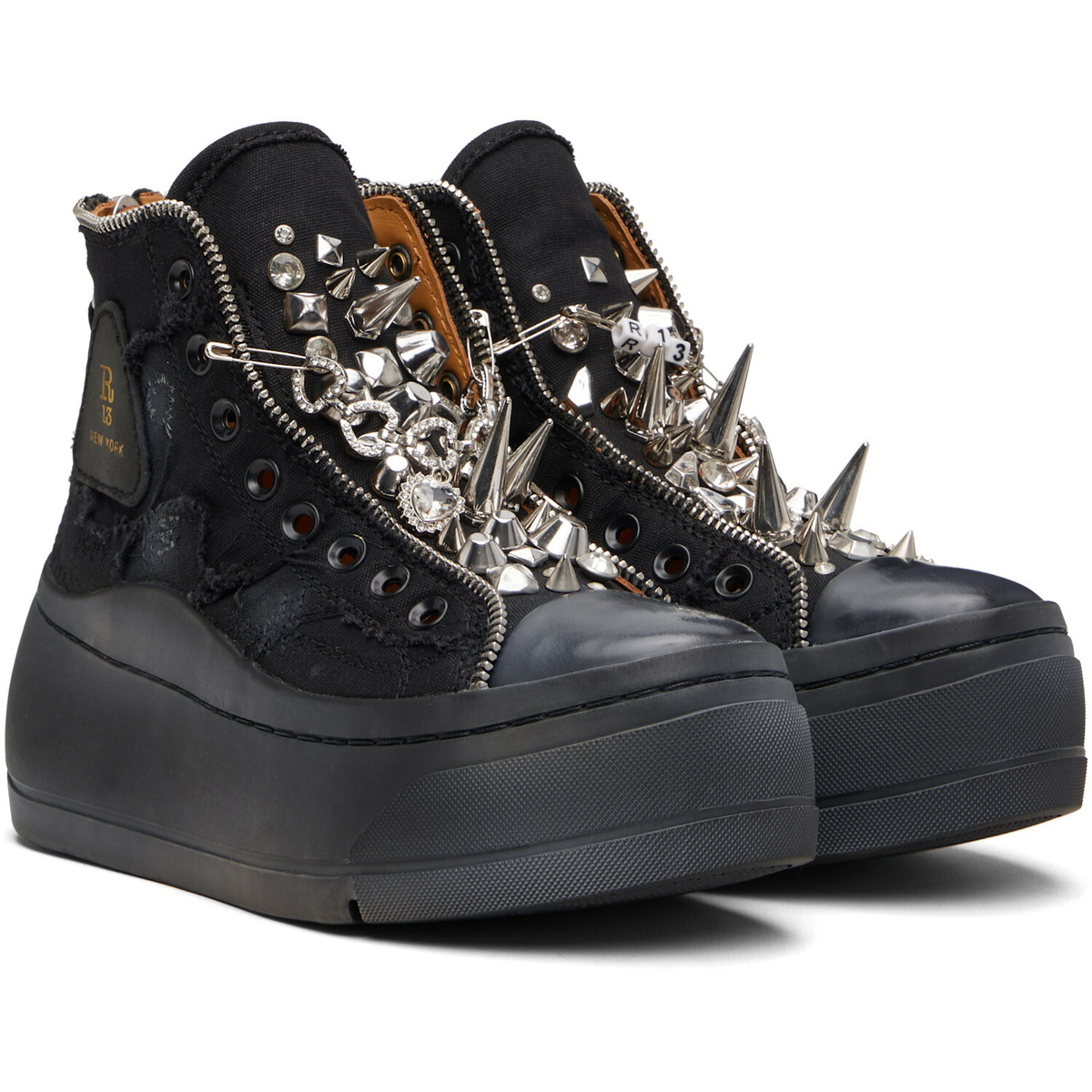 R13 Black Lace Free Kurt High Top Sneakers
