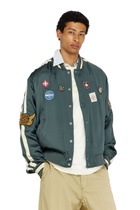 Diesel Satin bomber jacket with patches - Jackets Mens in Green