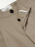 AMI PARIS - Tapered Cotton-Twill Trousers - Neutrals