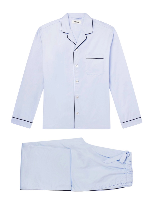 Photo: TEKLA - Bellhop Cotton-Satin Pyjama Set - Blue