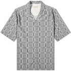 Officine Generale Men's Officine Générale Eren Geomatric Print Vacation Shirt in Grey/White