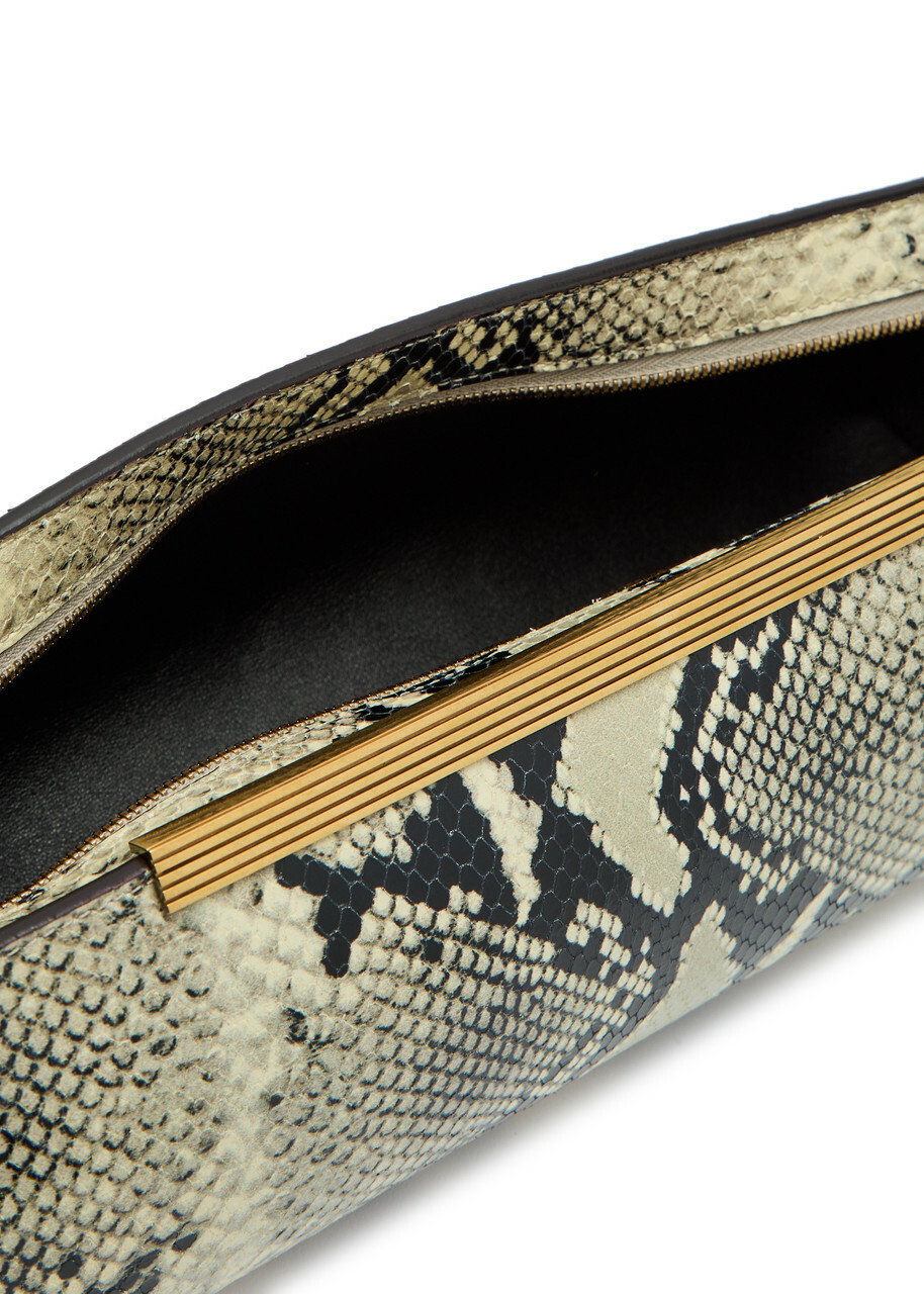 Khaite Donna Snake-effect Leather Clutch - Natural - One Size