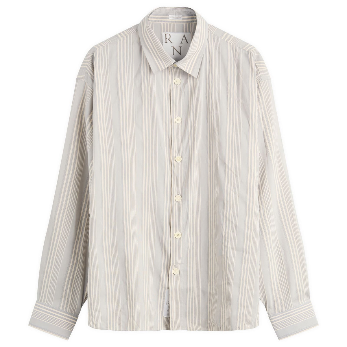 Ranra Men's Stripy Classic Shirt in Rigati Putty/Blue