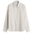 Ranra Men's Stripy Classic Shirt in Rigati Putty/Blue