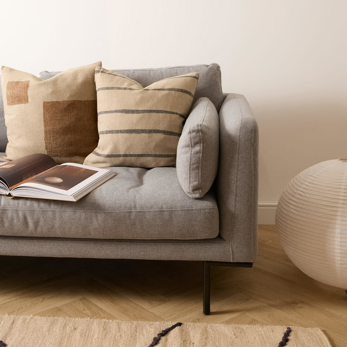 ferm LIVING Oleo Cushion in Natural/Black 