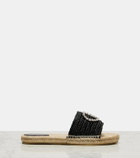 Gucci GG embellished raffia espadrille slides